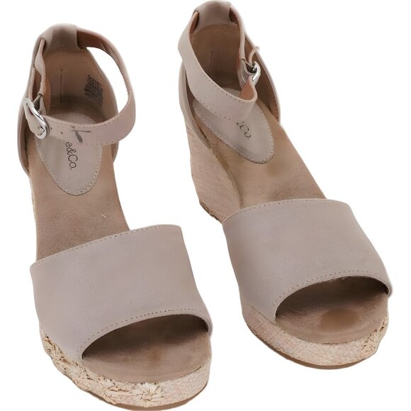 Style & Co Seleeney Cream Wedge Sandals Floral Ankle Strap Women US 7.5M - Picture 1 of 6